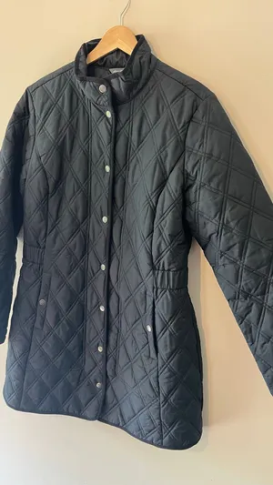Eddie Bauer Black Quilted Barn Jacket Coat Snap Front Women's Medium M Classic E thumbnail 4