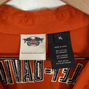 Harley Davidson Women's Orange Full Zip Embroidered Front Short Sleeve Shirt XL thumbnail 3