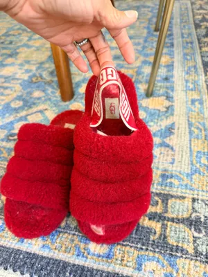 Ugg fluff mama red shearling slingback slip on slippers 7 . thumbnail 6