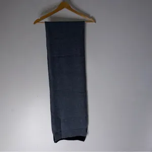 LAUREN RALPH LAUREN Wool Blend "LRL" Signature‎ Monogram Grey Blue Scarf thumbnail 3