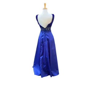 VTG ZumZum Prom Dress Gown 3/4 Blue Velvet Unconventional Lace Formal‎ Glam 90s thumbnail 5