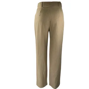 Princess Polly Women's Brown Tan Striped Pleated Straight Trousers Dress Pants 2 thumbnail 3