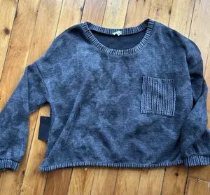 NWT pol tasteful discovery charcoal sweater small cotton thumbnail 1