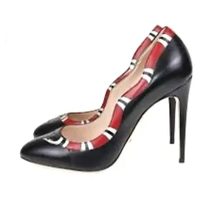 Gucci Yoko Black Red Snake Leather High Heel Pumps Pointed Toe EU 38.5 thumbnail 3