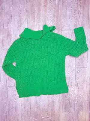 Aerie chunky knit green quarter zip long sleeve sweater shirt size med crochet thumbnail 6
