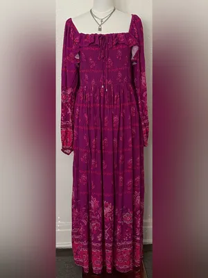 City Chic Size 16 Estelle Print Long Sleeve Multi Colored Pink Floral Maxi Dress thumbnail 3