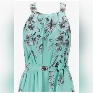 Floral Halter Maxi Dress - Teal, Size M thumbnail 6