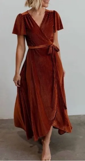 Baltic Born Andi Velvet Maxi Dress in Copper Medium Family Photos Holiday Dress thumbnail 1