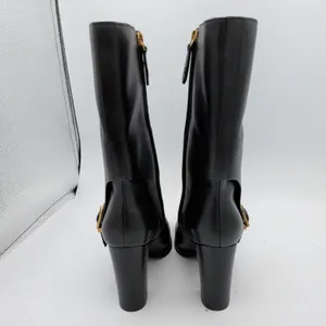 Franco Sarto Wyatt Black Leather Mid-Calf Block Heel Buckle‎ Boots 7M thumbnail 5