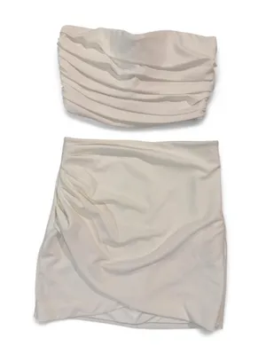 Zara Two Piece White Strapless Set Bottom Large Top Medium thumbnail 2