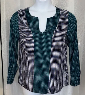 BODEN Green and Navy Printed Split thumbnail 1