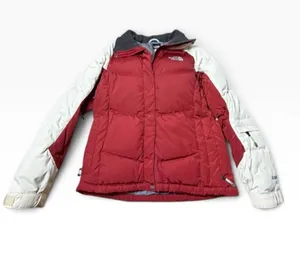 The North Face 600 Down Ski Jacket Fur Hood Burgundy White Vintage Puffer S thumbnail 1