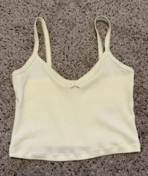 Aritzia light yellow cropped top  thumbnail 1