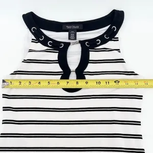 White House Black Market Striped Keyhole Grommet Dress XXS Black White Dress thumbnail 4