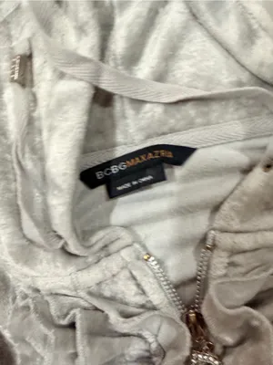 BCBGMaxAzria Silver Light Gray Velvet Zip Hoodie Set thumbnail 7