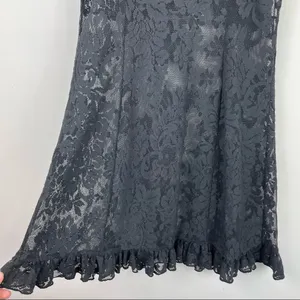 Victoria’s Secret Black Floral Lace Slip Dress Medium Ruffle Hem Sexy Lingerie thumbnail 11