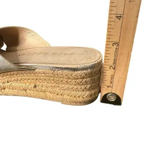 Jack Rogers Metallic Gold Slip on Espadrille Sandals Womens 10 Slides Leather thumbnail 7
