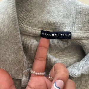 Brandy Melville Gray Ribbed Collared Long Sleeve Cropped Button Up Top Y2K thumbnail 4