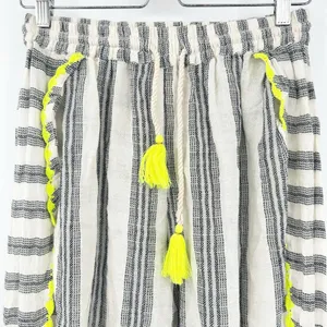 Z&L Europe Womens Striped Neon Beachy Pom Pom Tassel Boho Wide Leg Pants Size M thumbnail 2