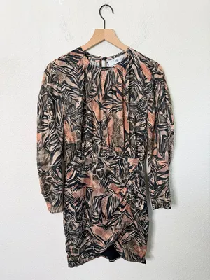 IRO Fenian Abstract Animal Print Ruched Mini Dress Snakeskin Zebra Size‎ 36 / 4 thumbnail 5