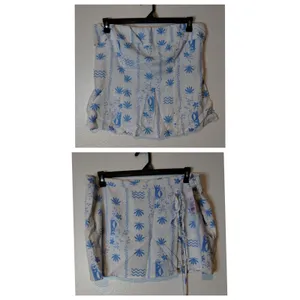 Wild Fable NWT 2 Piece Set White Blue Tropical Beach Tube Top (L) & Skort (XL) thumbnail 2