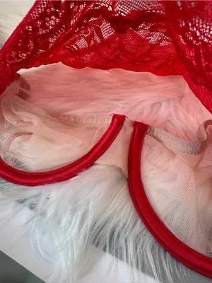 Victoria’s Secret Very Sexy Bow Lace High Neck Unlined Halter Bra – Red/Nude thumbnail 6