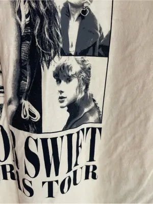 Taylor Swift The Eras Tour Graphic Tee Cream Size Medium US Tour Locations thumbnail 5