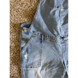 a.glow‎ Maternity Women's Blue Distressed Jean Overalls Size XL thumbnail 5