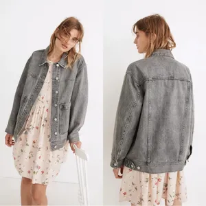 Madewell Denim Patch Pocket Trucker Jacket in Noll Wash Gray Small thumbnail 2