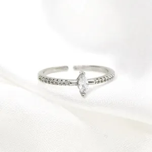 Sterling Silver Marquise Cut CZ Ring Size 6 thumbnail 1