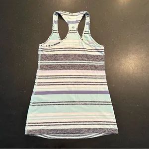 Lululemon Cool Racerback Groovy Stripe Static Wave Cadet Blue Size 8 thumbnail 6