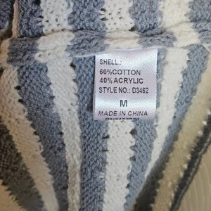Miou Muse Striped Open Knit Midi‎ Dress Collared Blue/White Size M NEW Nautical thumbnail 6