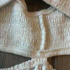 Elegant Cream Mini Dress White Size M thumbnail 4