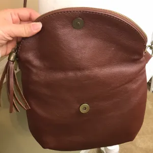 Dorse in Pelle Genuine Italian Leather Red Brown Crossbody Strap Purse thumbnail 5