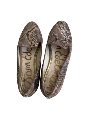 SAM EDELMAN Snake Print Leather Tan Loafers Flats Size 8 thumbnail 4