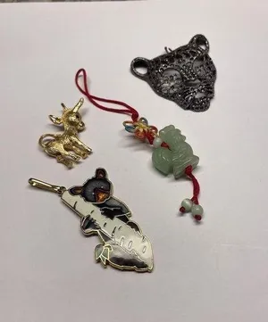 Lot Of 4 Animal Costume Pendants / Charms Variety Cat, Koala, Donkey, Rooster thumbnail 1