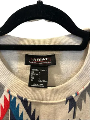 Ariat Cropped Chimayo Grande Print Sweatshirt Size L Southwestern Boho Aztec thumbnail 3