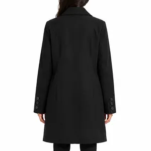 Braetan Black Single Breasted Knee Length Car Coat Women’s XL thumbnail 2