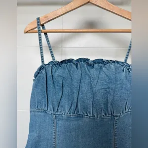 H&M Divided Denim Mini Dress with Spaghetti Straps -‎ Size M thumbnail 3