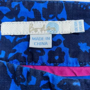 Boden Sara Linen Button Front Blue Floral Skirt thumbnail 4