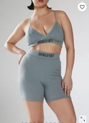 Savage X Fenty Essential Heavy Rib 2-Piece Set in Smoky Brown thumbnail 1