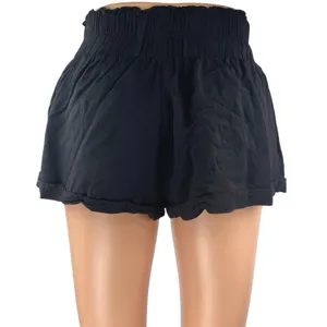 Princess Polly Women's Black Pull On Smocked High Waisted Mini Shorts Size 2 thumbnail 3