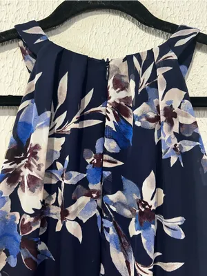 Eliza J Navy Floral Print Chiffon Halter Neck Maxi Dress size 12 NO SASH thumbnail 7