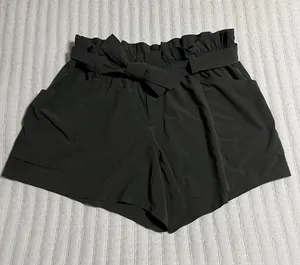 Athleta Black High-Waist Paperbag Belted Shorts thumbnail 1