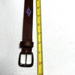 Vintage Genuine English Bridle Bonded Leather Belt Brown Floral Cutout Size‎ M thumbnail 7