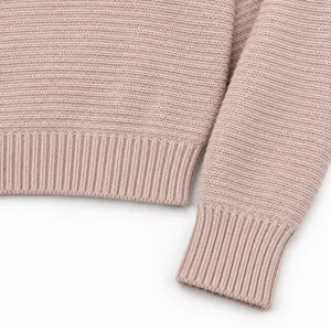 American Eagle Women L Pink Cropped Knit Hoodie Sweater Ribbed Long Sleeve thumbnail 5