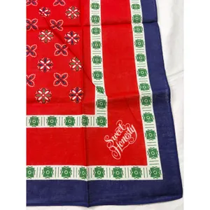 VTG NWT Avon Sweet Honesty red, blue cotton scarf. 21" square. bandana, vintage thumbnail 2