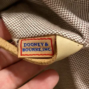 Vintage Dooney & Bourke Logo Bag Brown Beige Bag Fabulous size 16” long 10” W thumbnail 10