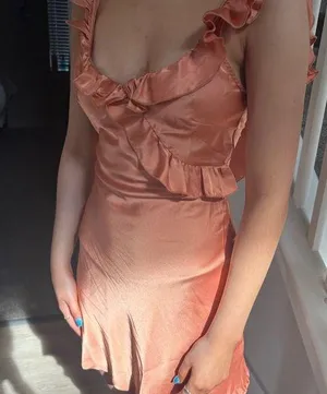 Musera Peach Satin Dress Orange thumbnail 1
