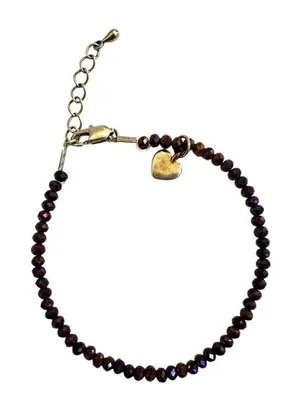 Purple beaded heart charm bracelet thumbnail 1